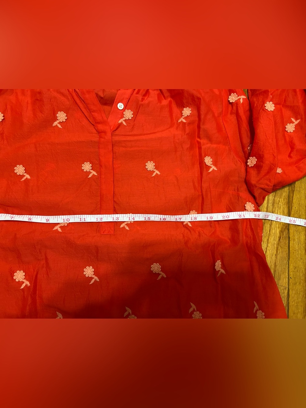 J.Crew | Floral Embroidered Blouse blood orange‎ XXL - Picture 4 of 10